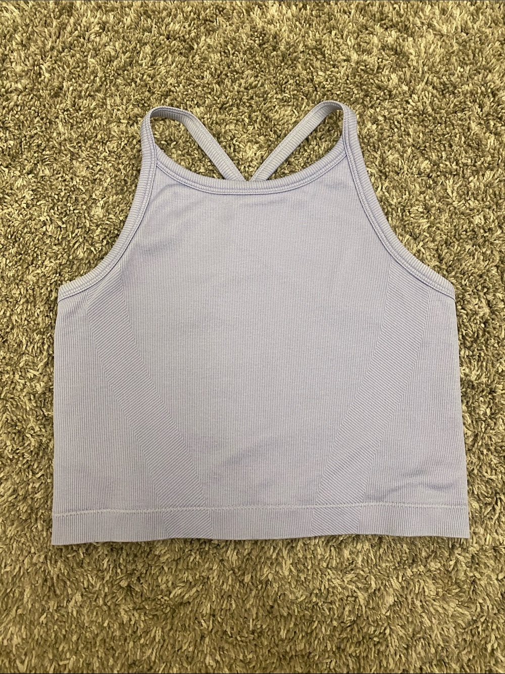 Light Lavender Ribbed Cropped Tank Top